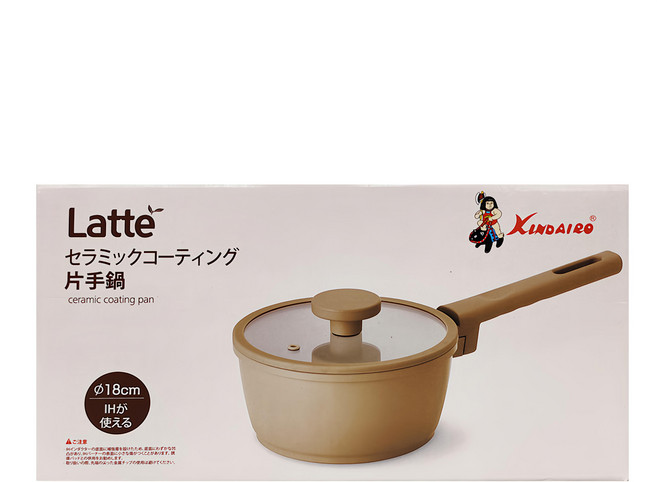 KINDAIRO 金太郎 LE18拿鐵陶瓷化片手鍋 2301-418, 18cm, 拿鐵, 1個