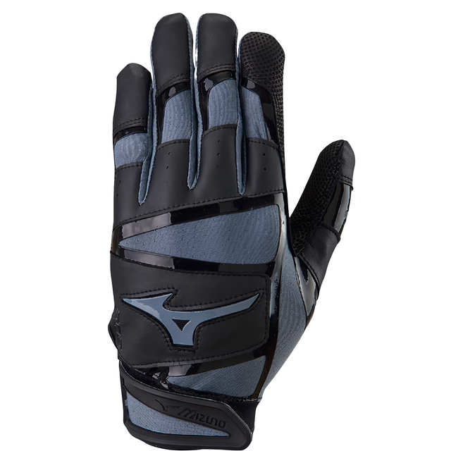 Mizuno 美津濃 打擊手套 1ETEA43307, 黑色 + 灰色, 1雙