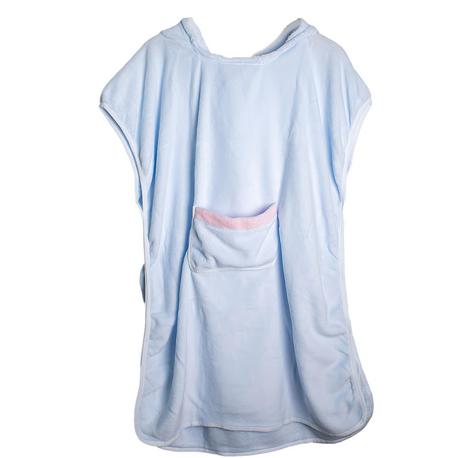 QIDINA 奇蒂可 超吸水粉嫩親子珊瑚絨浴衣浴巾 G 成人款, 淺藍色, 1件