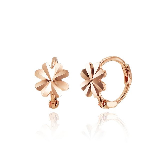 SEMI JEWELRY 女性用 14K 迷你四葉草耳環 + 購物袋