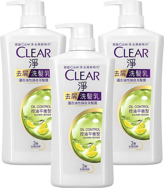 CLEAR 淨 控油平衡型 去屑洗髮乳, 750g, 3瓶