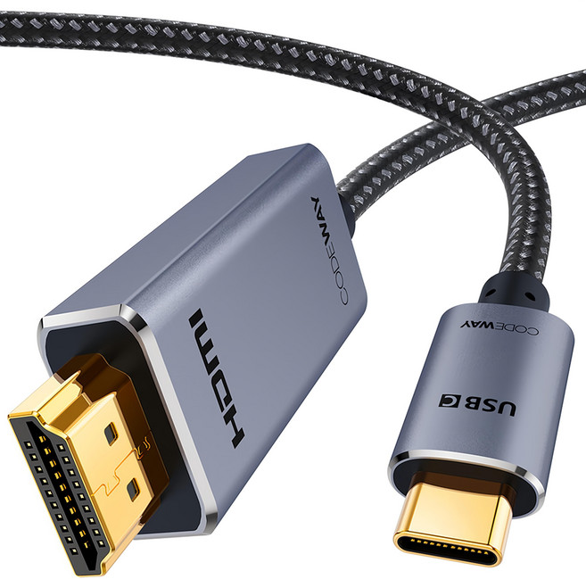 CODEWAY Type-C-HDMI 30Hz 4K影音傳輸線, 鋁合金接頭, 1條, 1.5m