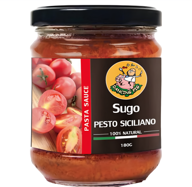 DANCING PIG 豬跳舞 Pesto Siciliano 西西里日曬番茄紅醬 100%義大利原裝進口 絕不含防腐劑, 180g, 1罐