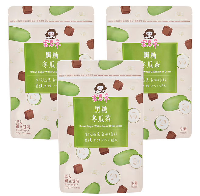 Medolly 蜜思朵 黑糖冬瓜茶 古法熬煮 獨立包裝 方便沖泡 清甜回甘, 15顆, 17g, 3袋