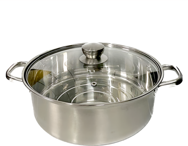 美亞 304不鏽鋼火鍋 附蓋, 30cm, 銀色, 1個
