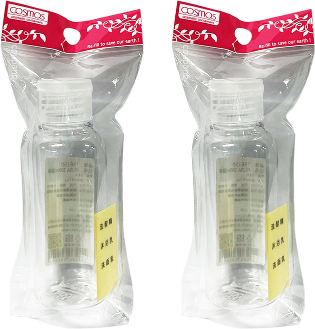 台灣 COSMOS 蓋瓶 100ml, 透明色, 2個