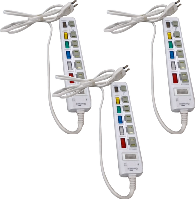Qonnect 7開2P高溫斷電延長線 6插 S57 1.8m, 白色, 3條
