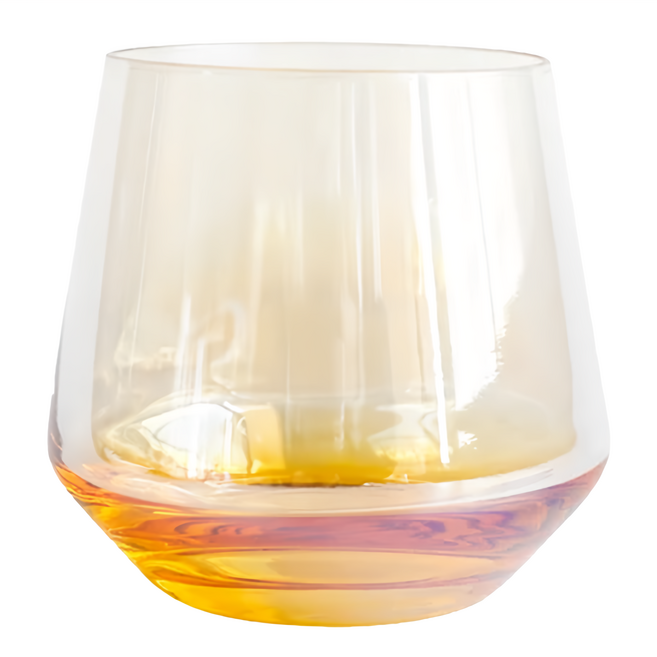 Homely Zakka 創意炫彩玻璃杯/酒杯/果汁杯 360ml, 炫彩黃, 1個
