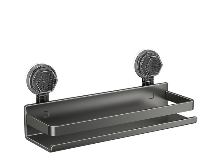 小麥購物 吸盤置物架 C608 30cm 515g, 1個, 槍灰色