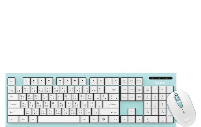 Kinyo 2.4GHz無線鍵鼠組 鍵盤450 x 135 x 25mm + 滑鼠100 x 60 x 38mm, GKBM-883G, 綠色, 1組