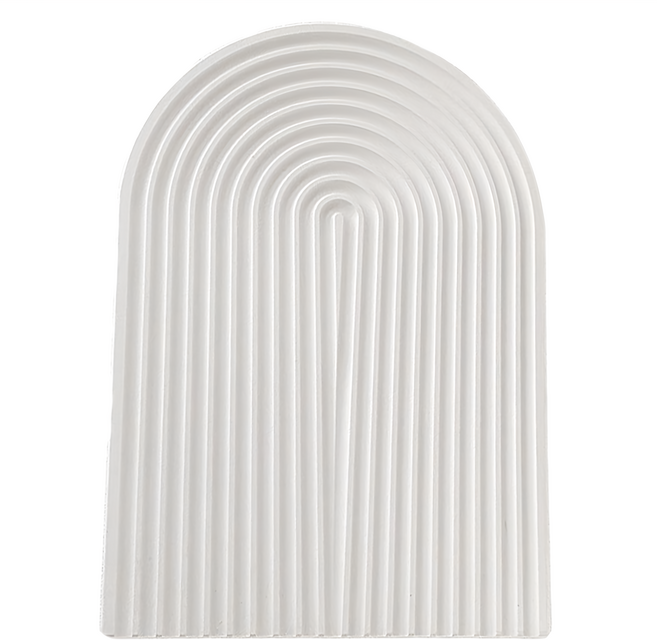 波浪清水模擺飾收納盤 大半圓 31.5 x 22cm, 清水模白, 1個