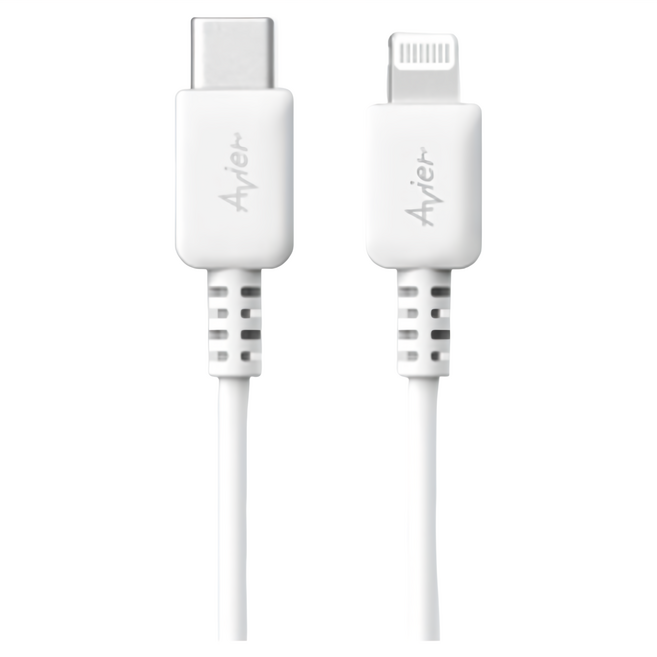 Avier COLOR MIX USB-C-Lightning 高速充電傳輸線 支援3A MFi認證, 1m, 白色, 1條