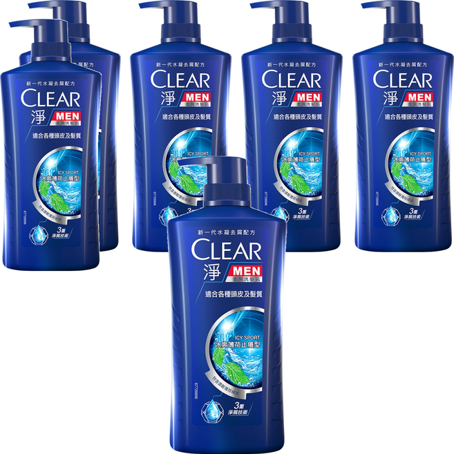 CLEAR 淨 冰涼薄荷止癢 男士去屑洗髮乳, 750g, 6瓶