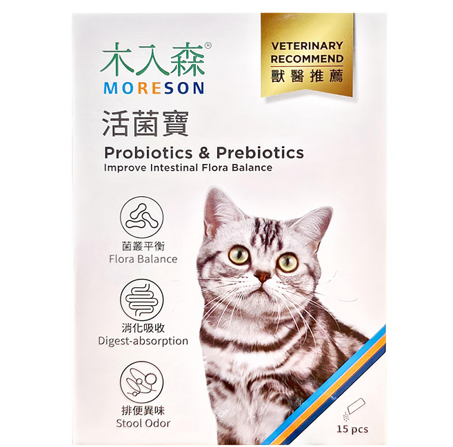 MORESON 木入森 貓咪活菌寶 益生菌 15包, 2g, 腸胃保健, 1盒