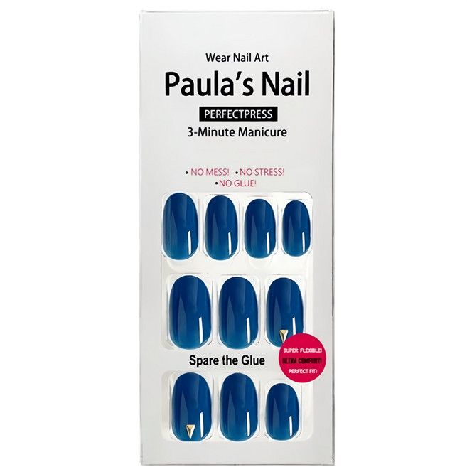 Paula's Nail 寶拉美甲 秒貼美甲 穿戴甲 PNW6-0014 30片, 莫藍迪金, 1組