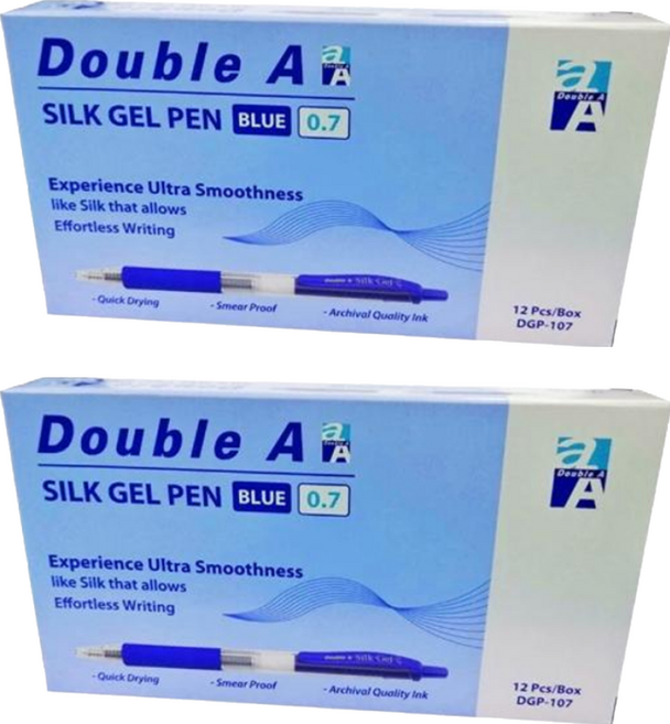 Double A 中性筆 0.7mm 12支, 藍色, 2盒