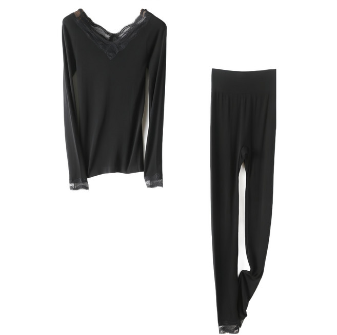 日本超薄發熱衣整套 蕾絲衣 + 褲