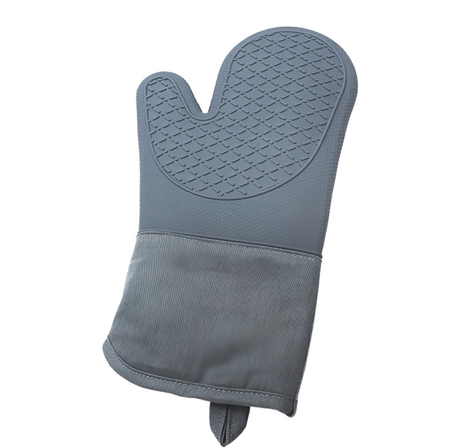 TRIARROW 三箭牌 耐熱矽膠防滑手套 耐熱溫度250°C以下 左右手適用 內層-棉100% 灰色, 灰色 + 藍色, 1個