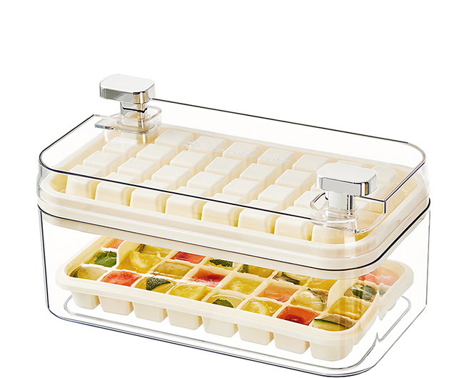 好物良品 分離按壓式快速製冰冰塊收納盒, 白色, 1個