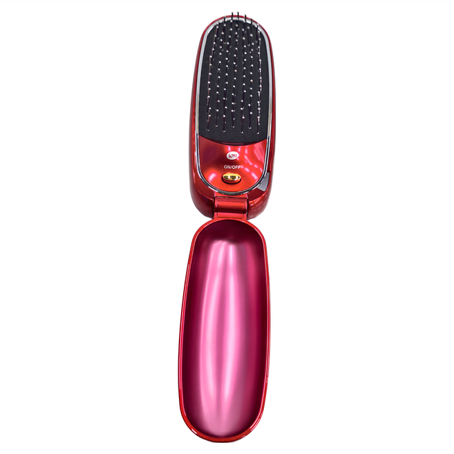 KOIZUMI 小泉成器 負離子音波磁氣摺疊美髮梳 USB充電式 KBE-G500 50 x 49 x 245mm 135g, 櫻桃紅, 1個