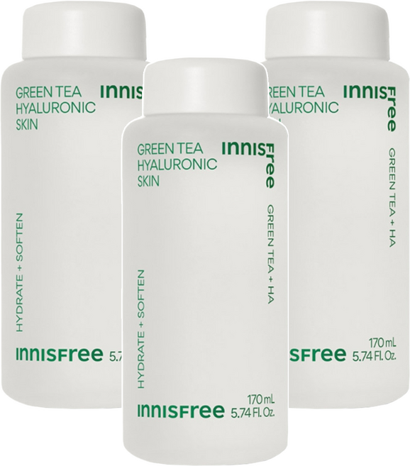 INNISFREE 台灣公司貨 綠茶玻尿酸保濕調理液, 170ml, 3瓶