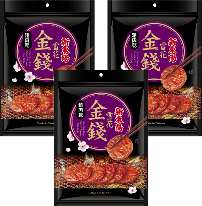 新東陽 雪花金錢豬肉乾, 200g, 3包