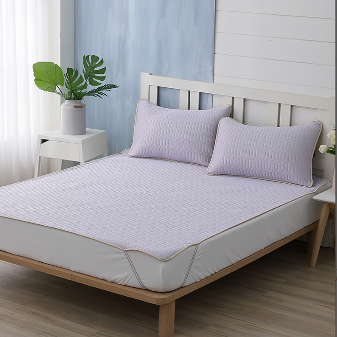 Ishur 伊舒爾 乳膠冰絲涼蓆墊三件套, 涼蓆墊 + 枕套 x 2, 冰炫紫