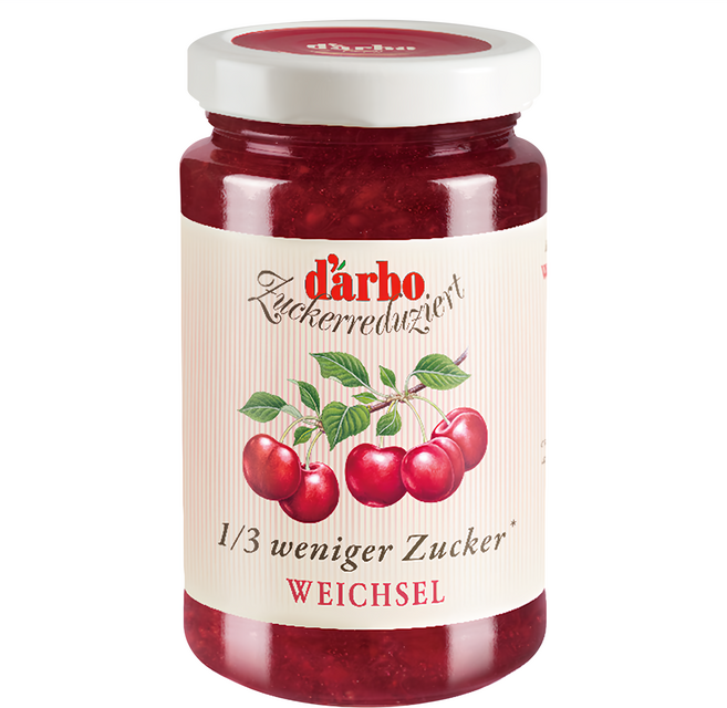 d'arbo 德寶 80%果肉減糖櫻桃果醬, 250g, 1罐