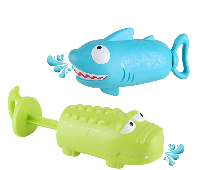 Vanibaby 卡通造型水槍2件組, 鯊魚 + 鱷魚 藍色 + 綠色, 1組