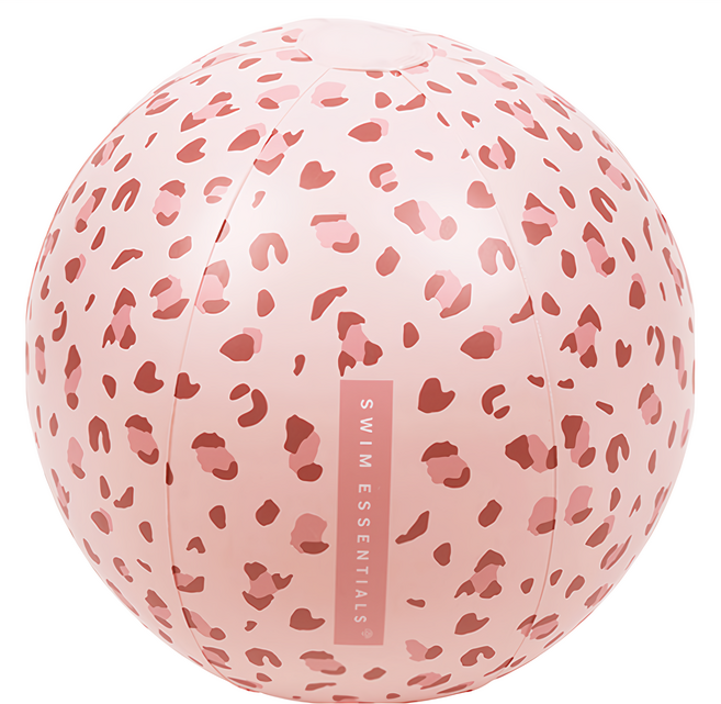 SWIM ESSENTIALS 充氣沙灘球 34cm, 復古粉小花豹, 1顆