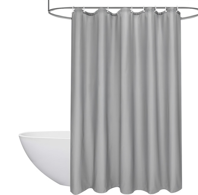 AHOYE PEVA免打孔加厚防霉防水浴簾 乾濕分離 淋浴間 附掛環, 1個, 灰色