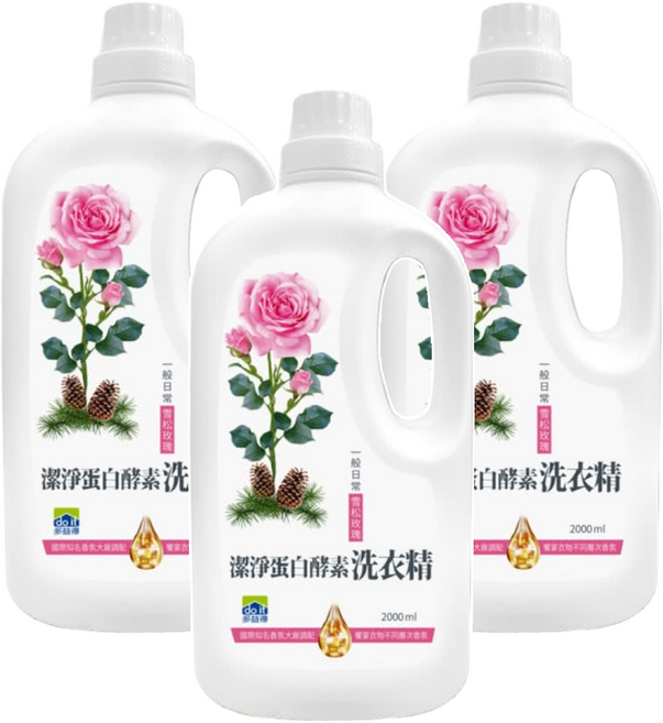 do it 多益得 潔淨蛋白酵素洗衣精 雪松玫瑰香氛, 2L, 1入, 3桶