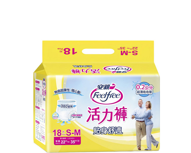 Feelfree 安親 貼身舒適活力褲, S~M(腰圍22~35吋), 18片, 1包