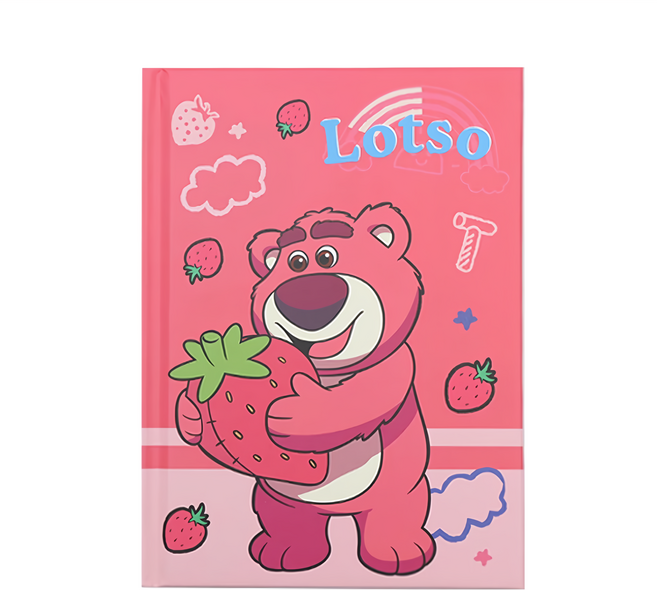 TOY STORY 玩具總動員 熊抱哥36K精裝日誌本 - 13.5x18x0.8cm 台灣製, 擁抱草莓 粉色, 2本