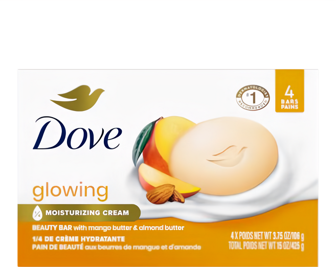 Dove 多芬 輕盈光感芒果杏仁皂 4入 溫和保濕 深層清潔 芒果杏仁香氛, 424g, 1盒