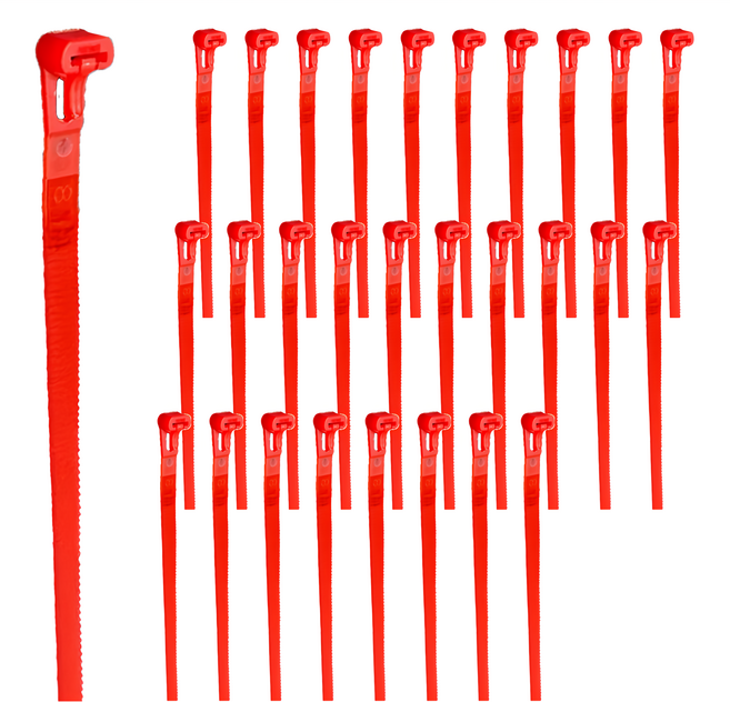 POLYWELL 寶利威爾 可鬆式束線帶 PW15-T65-0092 100條, 紅色, 1包