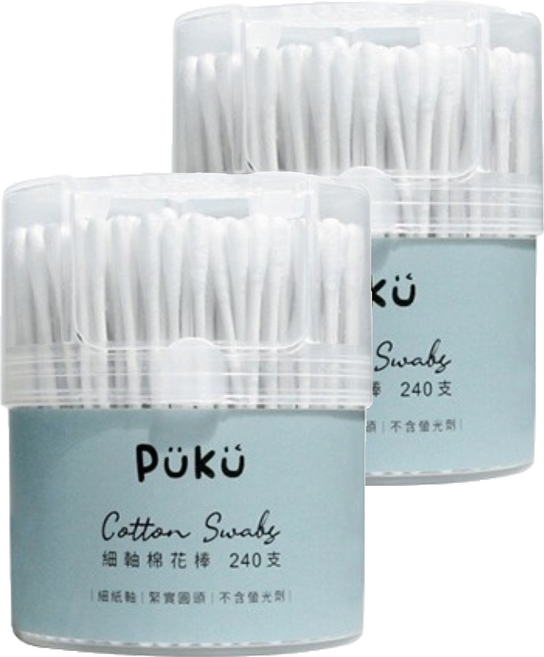 PUKU 藍色企鵝 細紙軸棉花棒 安全紙軸設計 棉球不易脫落 特殊棉頭設計 棉部及軸心符合安全標準 不含螢光劑, 240支, 2盒