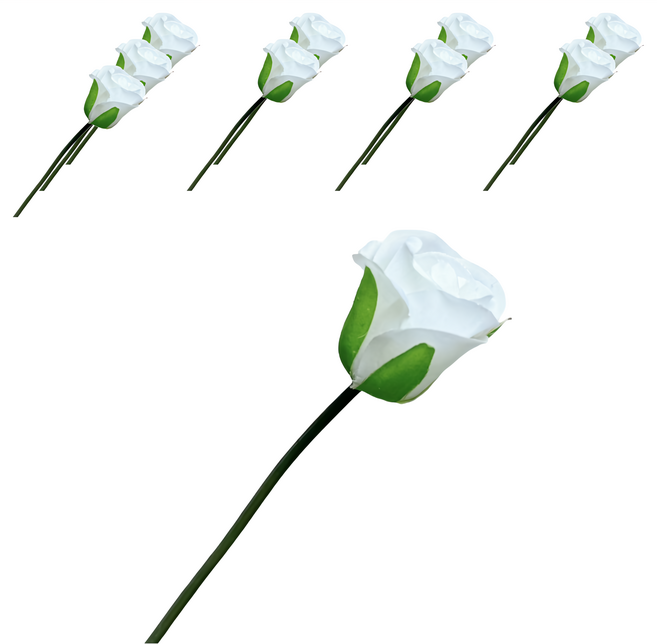 Floral M 花藝 仿真花花材 法式西麗雅玫瑰, 10支, 優雅白