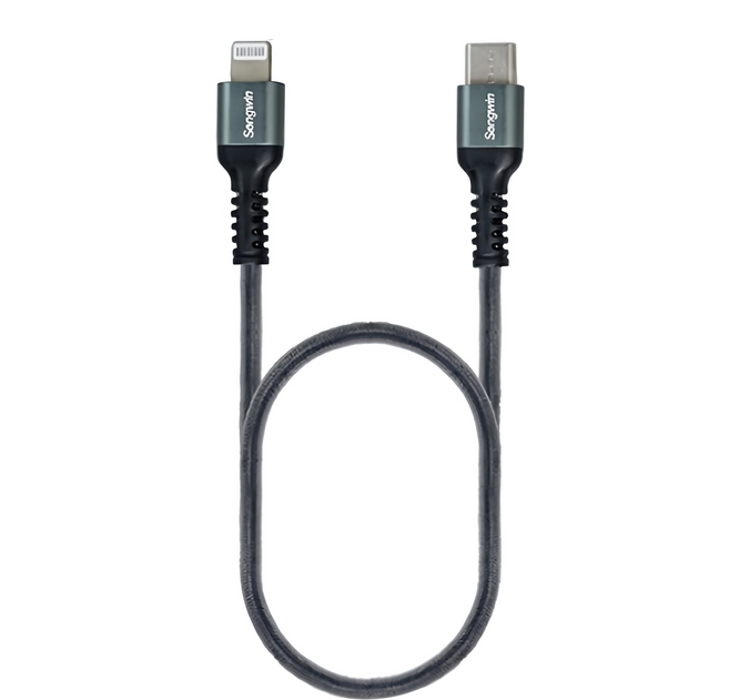 Songwin 尚之宇 Lightning-Type-C PD快充漁絲傳輸線, 1.2m, 銀色, 1條