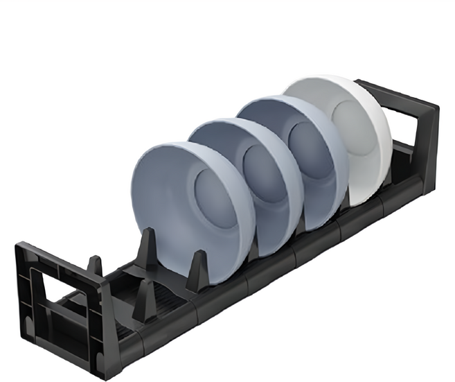 Mega 櫥櫃太空鋁碗盤收納架 碗架 40x9x8公分, 1個, 黑色