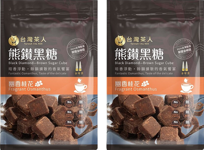 台灣茶人 熊鑽黑糖磚 幽香桂花 8入, 136g, 2袋