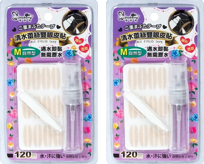 youberry 悠貝莉 清水蕾絲雙眼皮貼 M 120個, 自然型, 2盒