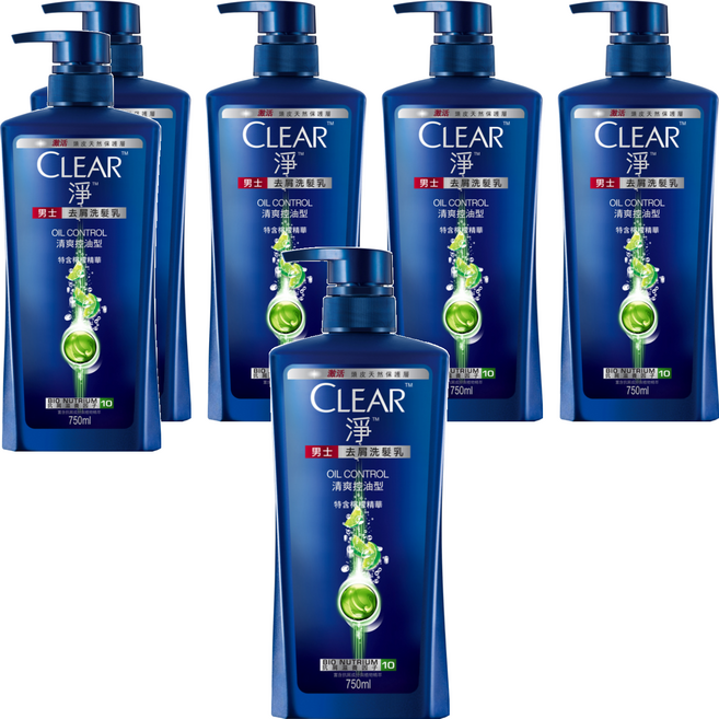CLEAR 淨 去屑洗髮乳 清爽控油型, 750g, 6瓶