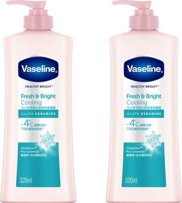 Vaseline 凡士林 涼感水潤透亮潤膚露, 320ml, 2瓶
