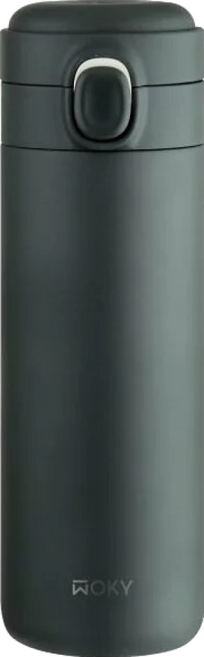 WOKY 沃廚 台灣公司貨 輕量輕芯鈦瓷易潔層彈蓋保溫瓶, 綠色, 450ml, 1個