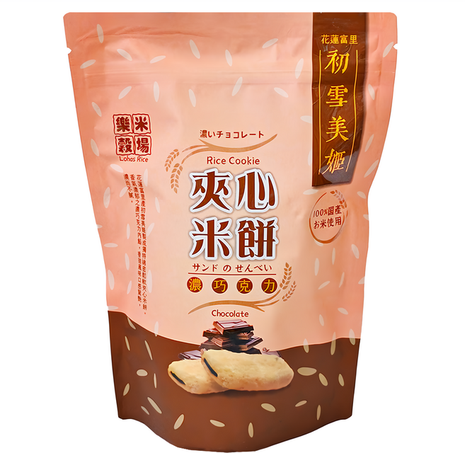 樂米穀場 初雪美姬夾心米餅 濃巧克力, 120g, 1包