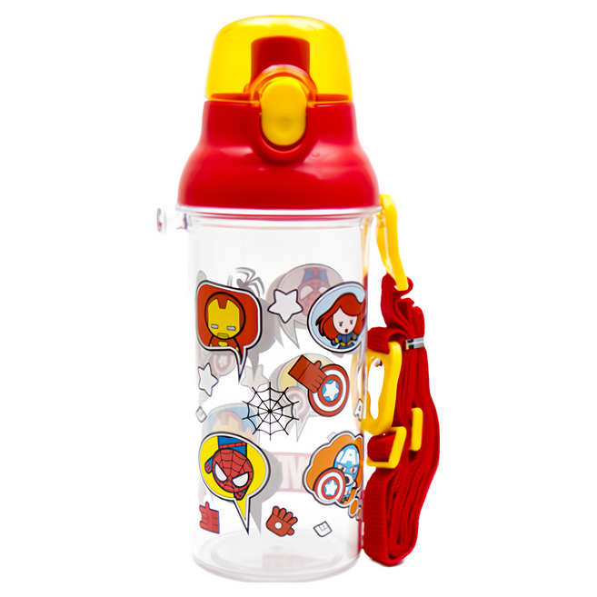 Skater 彈蓋式透明水壺, 漫威英雄 紅色, 480ml, 1個