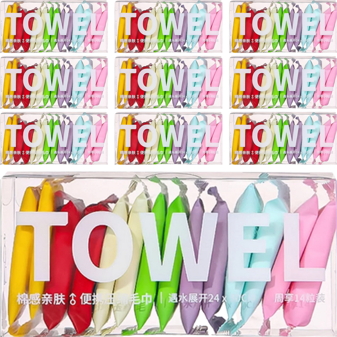 小麥購物 壓縮毛巾 30 x 24cm 73g 14包, 白色, 10盒