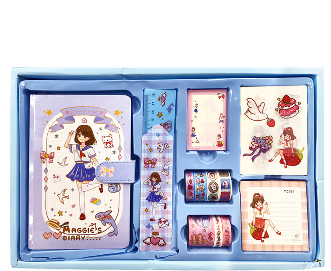 手賬豪華套裝 舒壓文具親子玩具 筆記本 186件組, 氧氣少女, 1盒