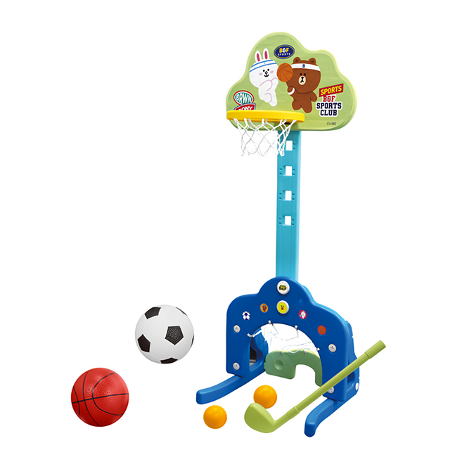 NEW WIS 小牛津 LINE FRIENDS 小小運動家3合1籃球架, LINE FRIENDS 多色, 1組